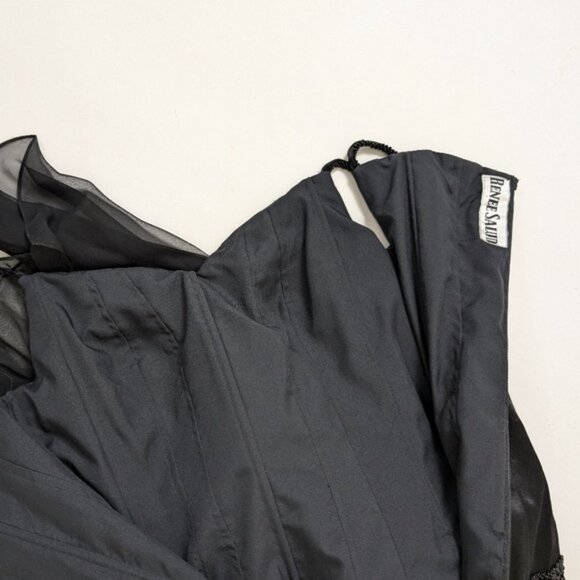 80s does 20s Midi Dress Asymmetrical Drop Waist Chiffon Beading Vneck - Picture 16 of 16